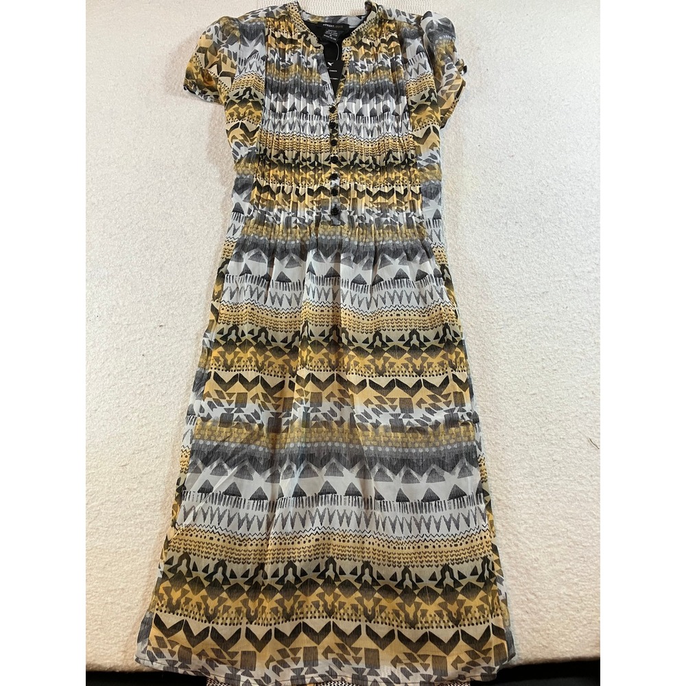 Robert Louis NWT Geometric Tribal Print Wrap Dress Black Ivory Mustard Medium